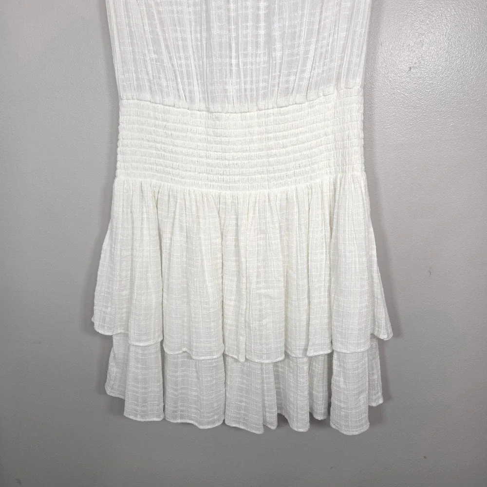 Ramy Brook White Cotton Flutter Sleeve Mini Dress Women's M Bridal Shower Reso